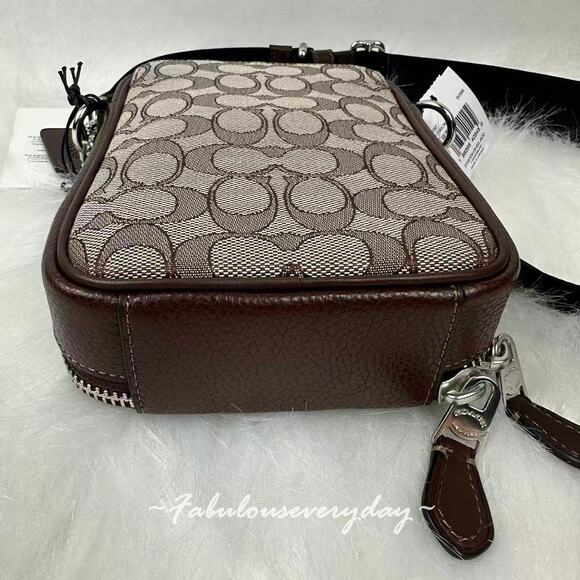 Coach Stanton Crossbody Bag In Signature Jacquard/Sv/Maple CH097 NWT - Picture 5 of 7